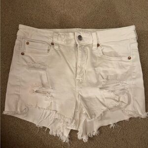 American Eagle Outfitters White Distressed Jean Shorts